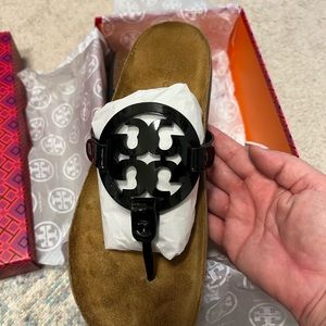 Tory Burch Black patent Miller Cloud Cork size 9
